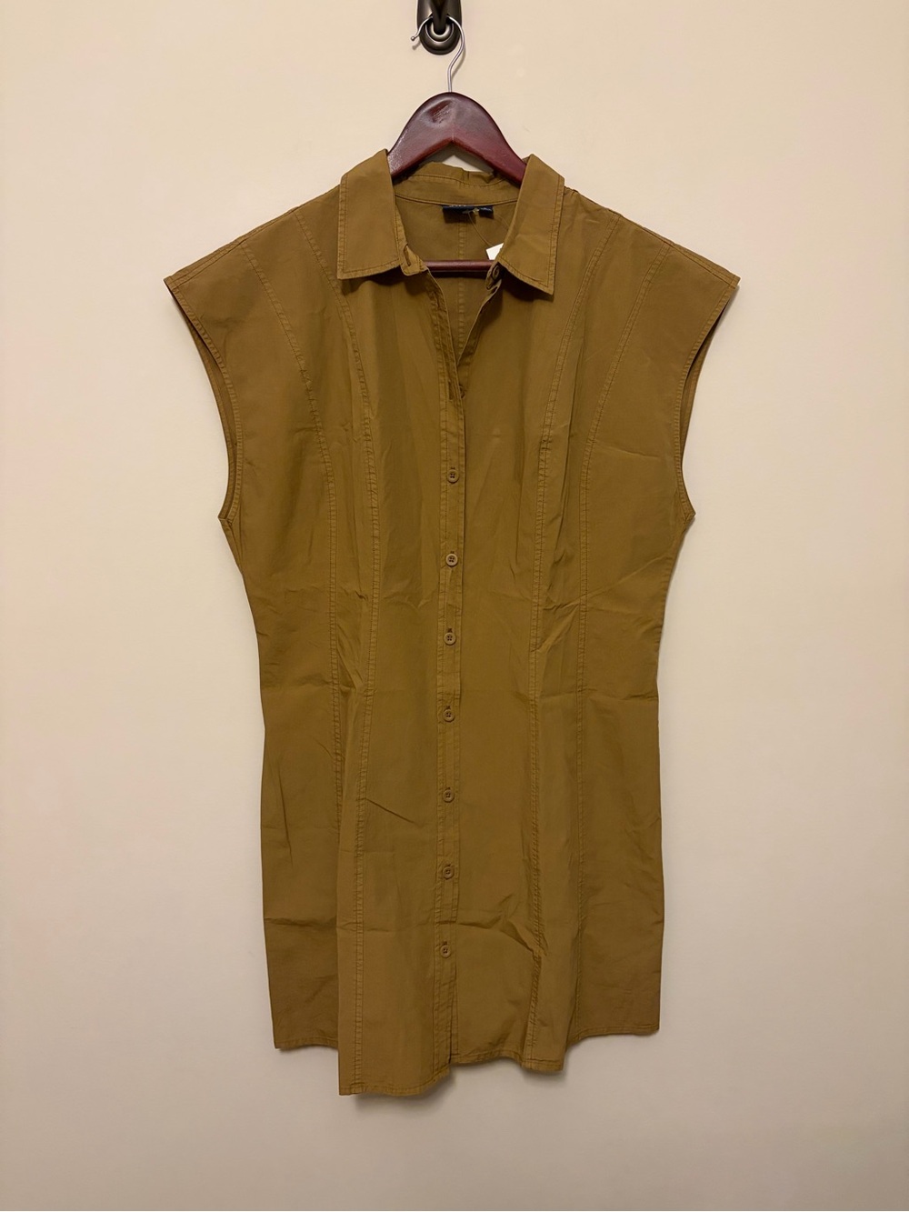 GAP Sleeveless Button-Front Midi Dress in Olive